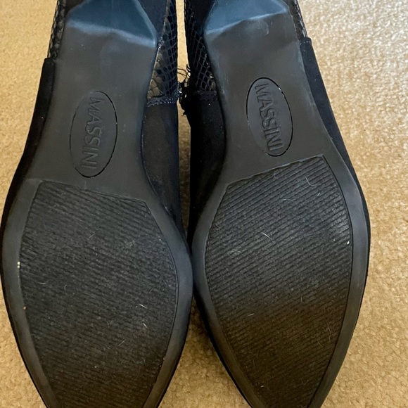 Massini Women’s Booties 6.5 M Diana Black Boots Snakeskin Suede Zipper - Picture 7 of 8